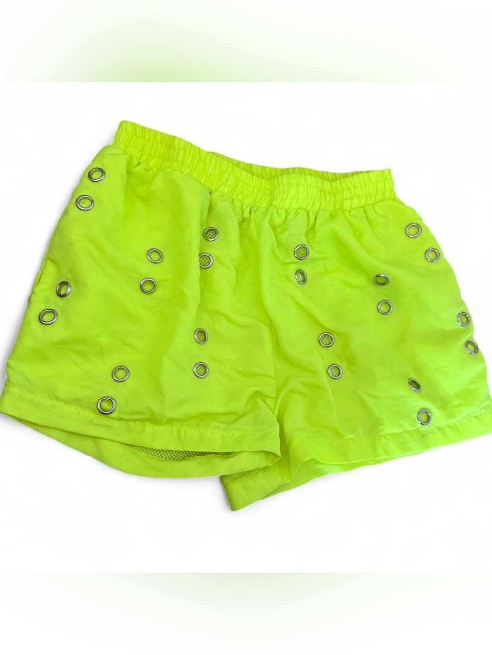 Y2K Hot& Delicious Neon Yellow Eyelet Athletic Shorts - Women